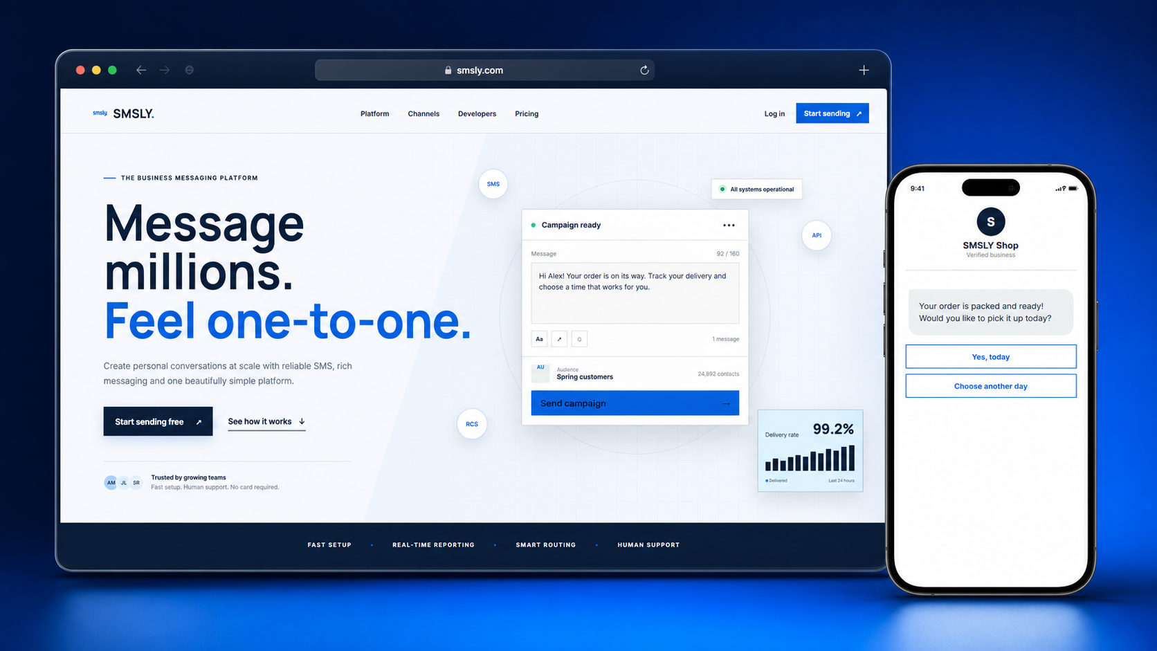 Plateforme de messagerie professionnelle SMSLY et message mobile interactif